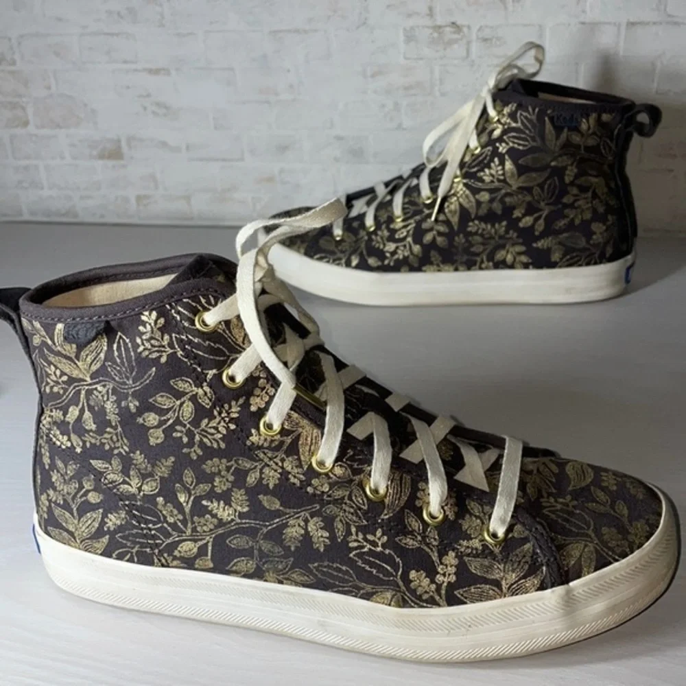 Anthropologie Rifle Paper Keds Queen Anne Floral High Top Sneakers Casual Shoes
